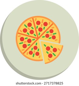 Icono de estilo circular plano de pizza