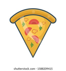 pizza flat color line icon 