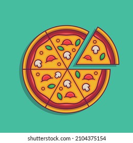 Pizza flat design cartoon top view
