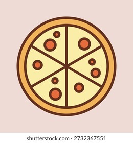 Pizza Flat design style sliced pizza top view great for fast food menus delivery apps and restaurant graphics