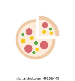 pizza flat icon. cut pizza, isolated vector illustration.