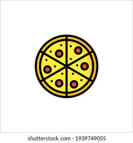 Pizza, Flat Icon Isolated On White Background