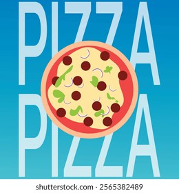 Pizza flat icon isolated on color background. Pizza food silhouette. Pizza piece, vegetarian slice. Food menu illustration isolated. Pizza vector. Vector design element