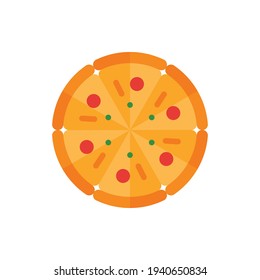 Pizza Flat Icon Logo Illustration Vector Isolated. Fast Food and Restaurant Icon-Set. Suitable for Web Design, Logo, App, and Upscale Your Business.