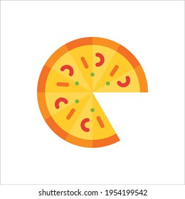 Pizza Flat Icon Logo Illustration Vector Isolated. Italian Food, Pasta, and Restaurant Icon-Set. Suitable for Web Design, Logo, App, and Upscale Your Business.