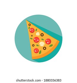 Pizza flat icon with long shadow isolated on background.Eps 10