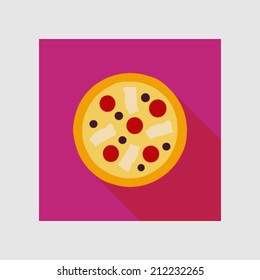 Pizza flat icon with long shadow.