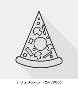 Pizza flat icon with long shadow, line icon