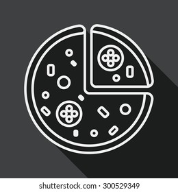 pizza flat icon with long shadow, line icon