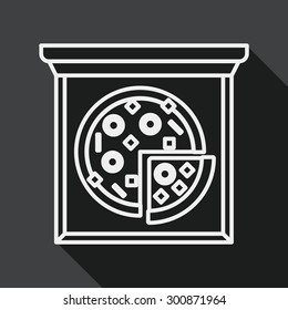 Pizza flat icon with long shadow, line icon