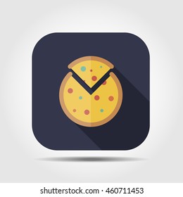 pizza flat icon with long shadow, vector illustration