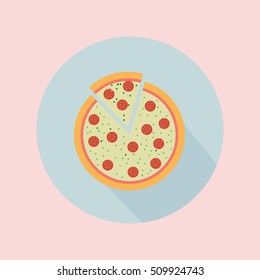 pizza flat icon with long shadow, Vector EPS10