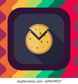pizza flat icon with long shadow, vector illustration