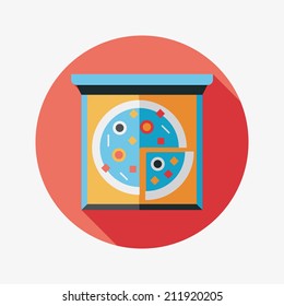 Pizza flat icon with long shadow,eps10