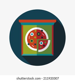 Pizza flat icon with long shadow,eps10
