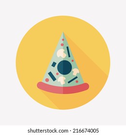 Pizza flat icon with long shadow,eps10
