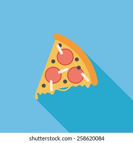 pizza flat icon with long shadow,eps10