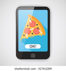 pizza flat icon with long shadow,eps10