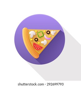 Pizza flat icon on white background.