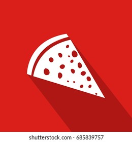 Pizza Flat Icon With Red Background, Vector, Illustration