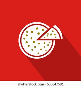 Pizza Flat Icon With Red Background, Vector, Illustration