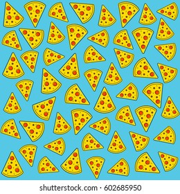 Pizza Flat Icon Stroke. Design Pattern. Vector Illustration