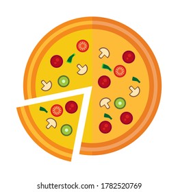 Pizza Flat Icon Vector Illustration Fast Food Element