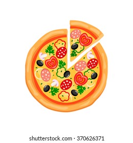 Pizza flat icons isolated on white background.  icon
