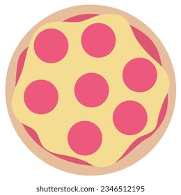 Pizza in flat illustration isolated on white background.