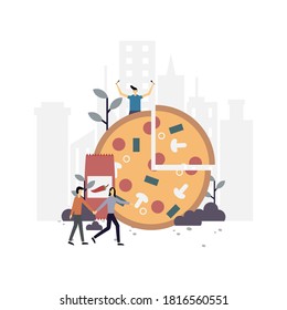 Pizza flat illustration.Vector design.Suitable for landing page, ui, website, mobile app, editorial, poster, flyer, article, and banner.