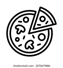 Pizza flat line icon. Pizza making, ordering and delivery service. Fast food symbol. Outline sign for mobile concept and web design, store.