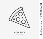 Pizza flat line icon. Vector thin sign of italian fast food cafe logo. Pizzeria illustration.