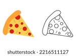 Pizza flat line icon. Vector thin sign of italian fast food logo. Pizzeria illustration.