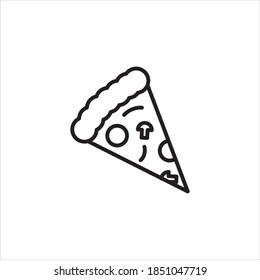 Icono de línea plana Pizza. Señal delgada vectorial del logo de la cafetería italiana de comida rápida. Ilustración de la pizzería.