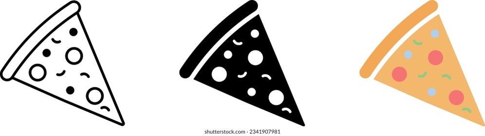 Pizza flat line icon. Vector thin sign of italian fast food pizzeria logo. Vector illustration.