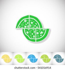 Pizza. Flat sticker with shadow on white background. Vector illustration