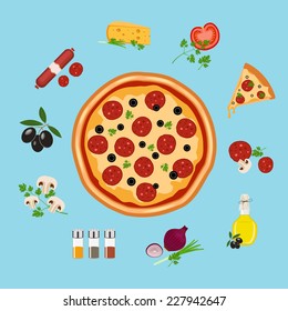 pizza flat style vector illustration