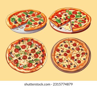 Pizza flat style vector illustration