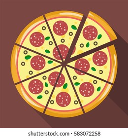 Pizza in flat style. Vector illustration