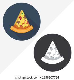 Pizza flat vector icon. Illustration of black and white icons. - Vector