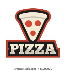 Pizza. Flat vector icon, logo, logotype, symbol, mark design illustration on white background. For cafe or restaurant fast food.