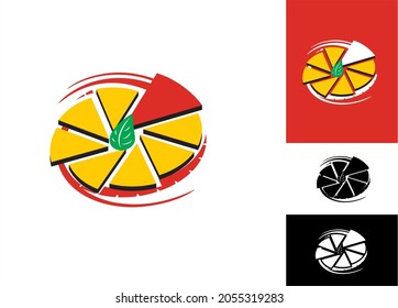 Pizza flat vector illustration set. Slice of pizza vector set for restaurant, dinner and italian menu. Bright colorful pizza on yellow background with vibrant and bright colors. Pizzeria logo template