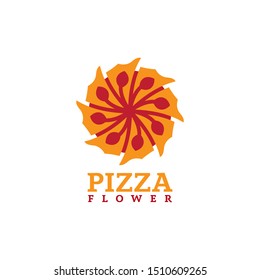 pizza flower logo illustration in vector