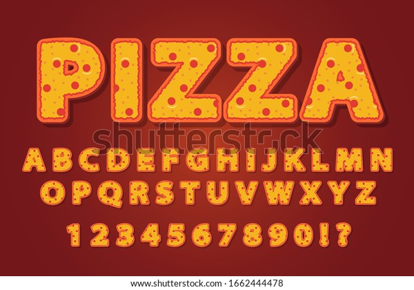 Pizza Food 2d Style Alphabet Text Stock Vector (Royalty Free) 1662444478