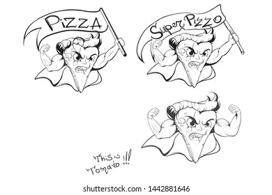 pizza food character cartoon and vector graphics color picture