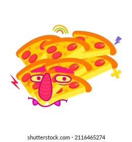 pizza food character illustration vector