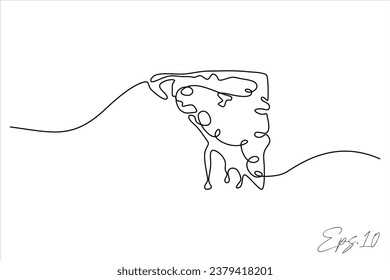 pizza food continuous line art drawing