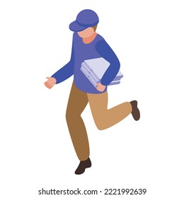 Pizza food courier icon isometric vector. Fast delivery. Free shipping