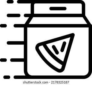 Pizza food delivery icon with box packaging or take away.