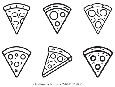 Pizza food icon cook outline and color tomato hot design.